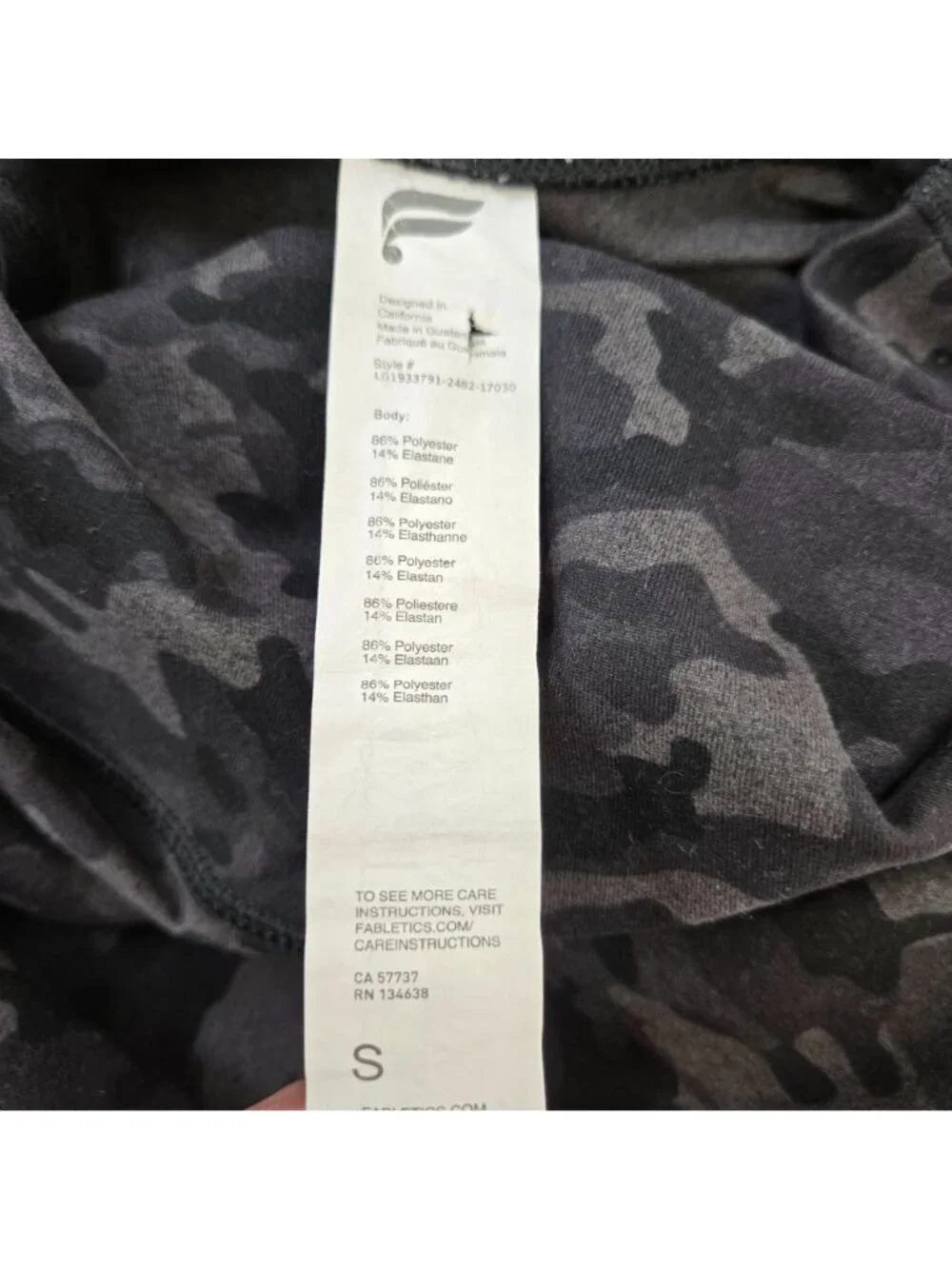 Fabletics High-Waisted Camouflage Printed Heathered Leggings Size Small